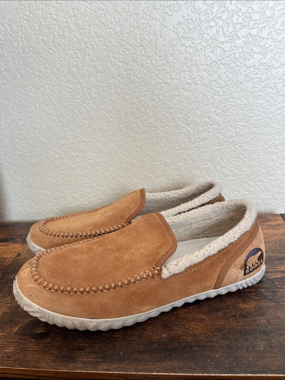 Sorel Dude Moc slippers with rubber soles